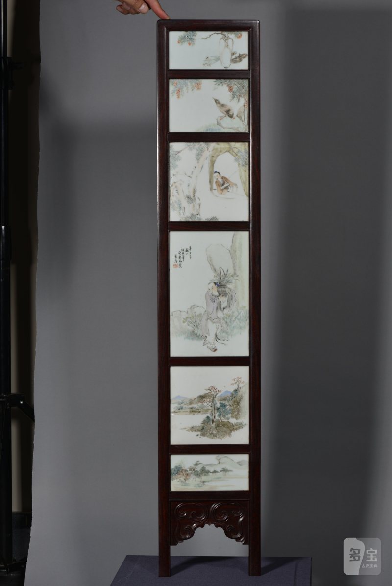 清光绪 任焕章浅绛彩山水人物花鸟八条屏 - 图12
